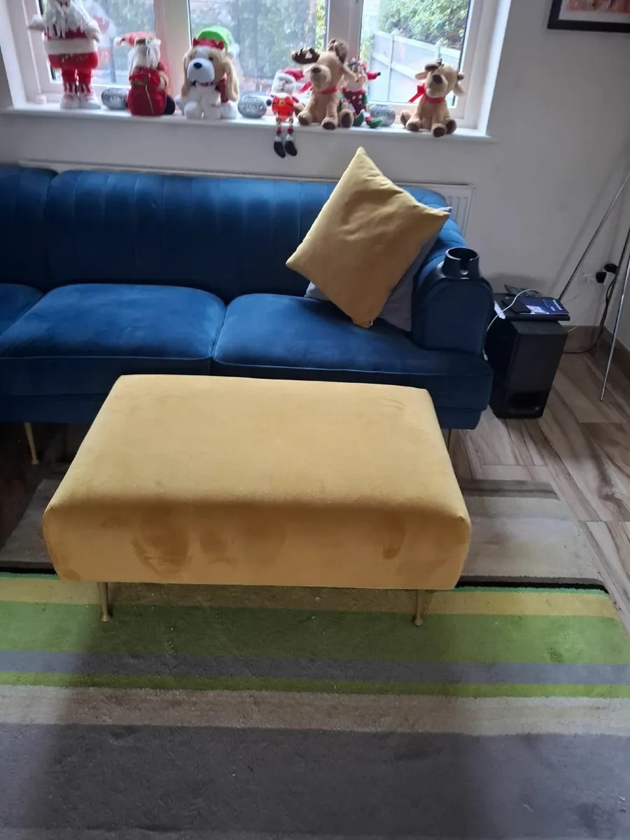 4-Seater Corner Couch + Pouffe – Navy - Image 3