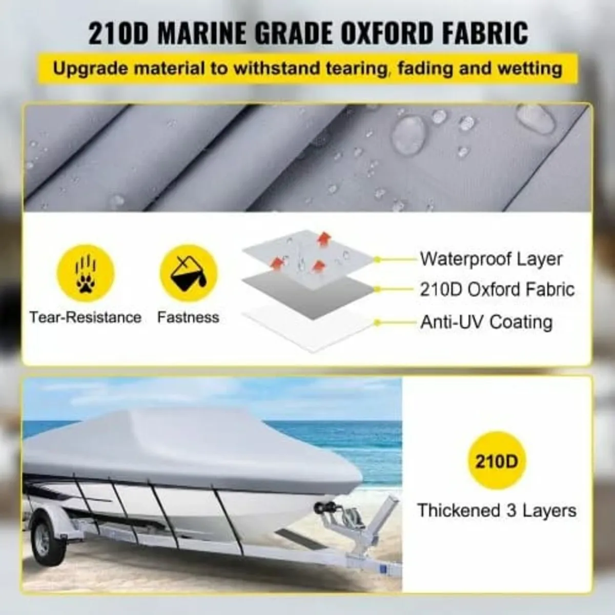Waterproof Boat Cover, 609.6 cm-670.6 cm Trailerab - Image 2