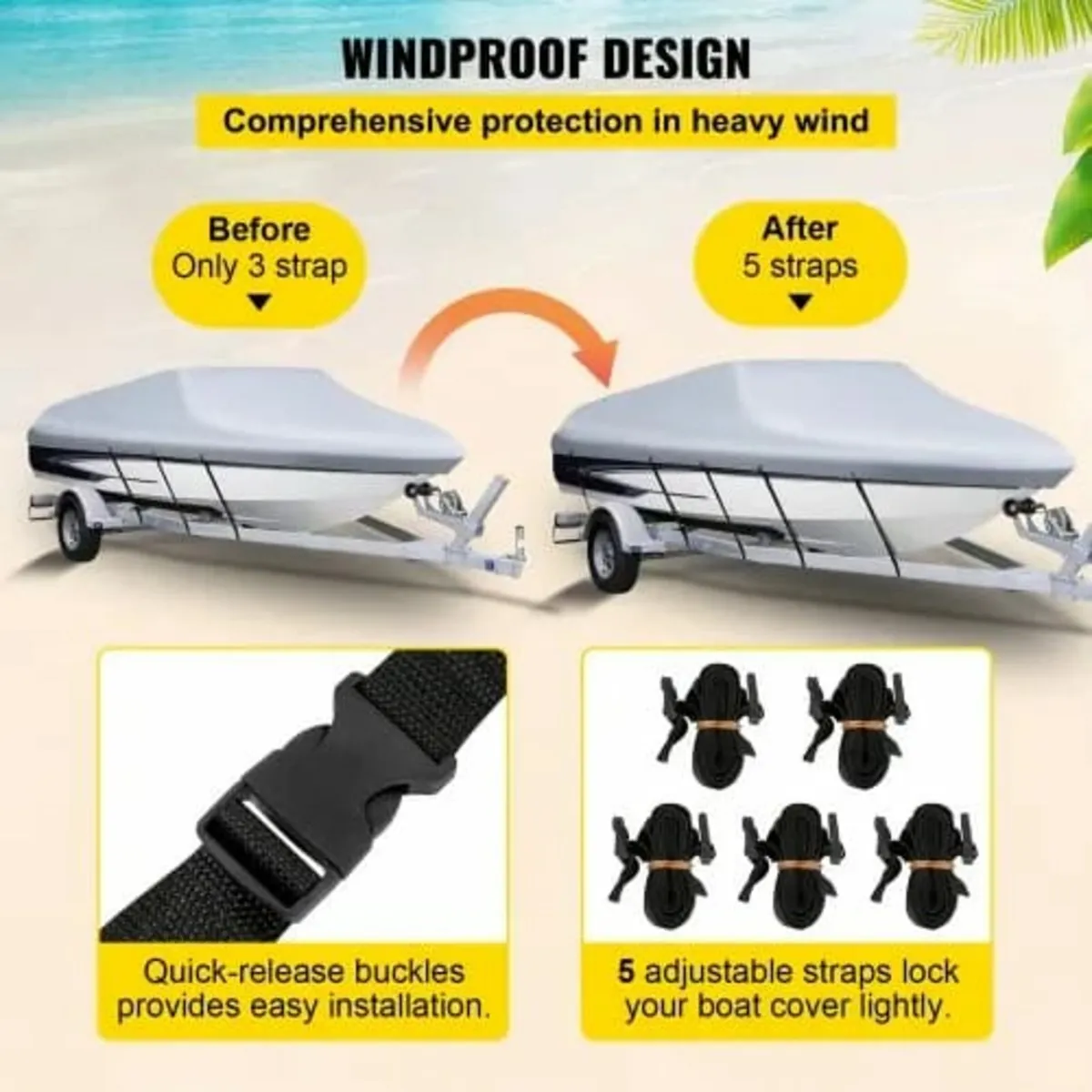 Waterproof Boat Cover, 609.6 cm-670.6 cm Trailerab - Image 3