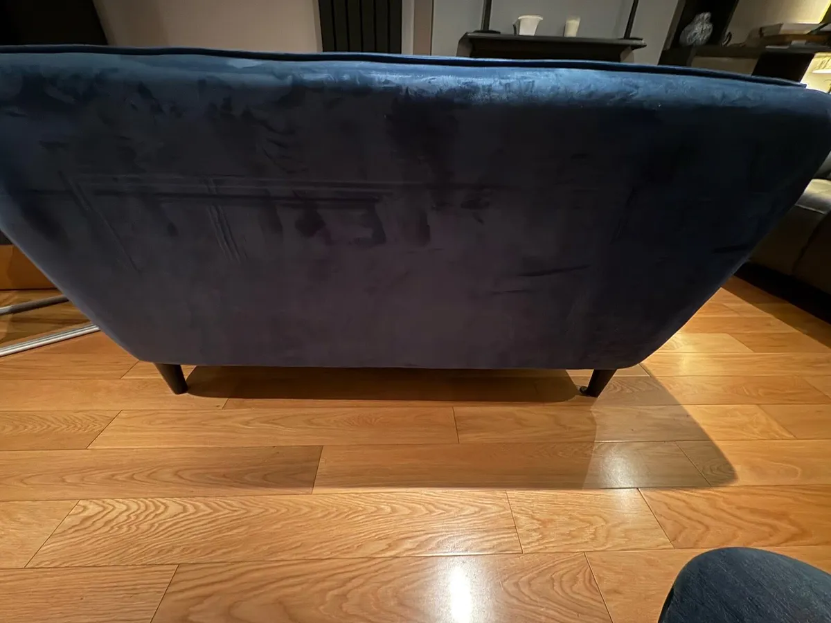 2 Seater Sofa - Navy Blue - Velvet - Image 2