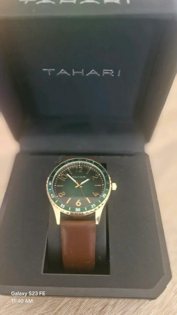 Men's Tahari Casual Dress Wristwatch Leather Band - Image 1