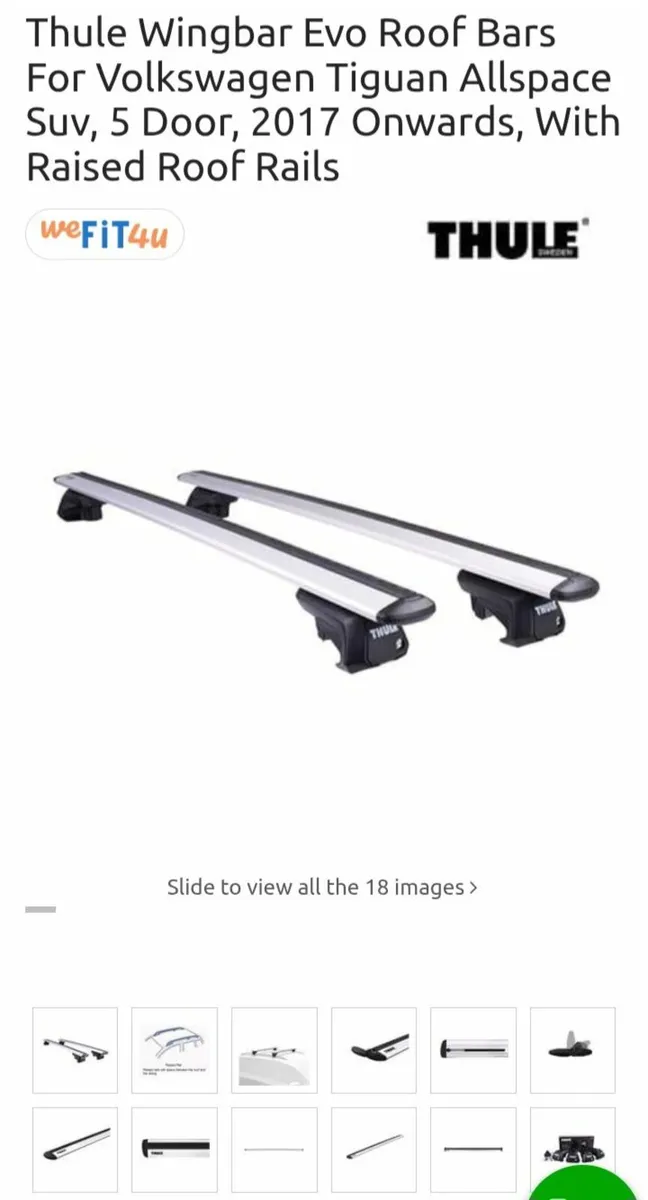 Thule Wingbar Evo roof bars for raised rail - Image 1