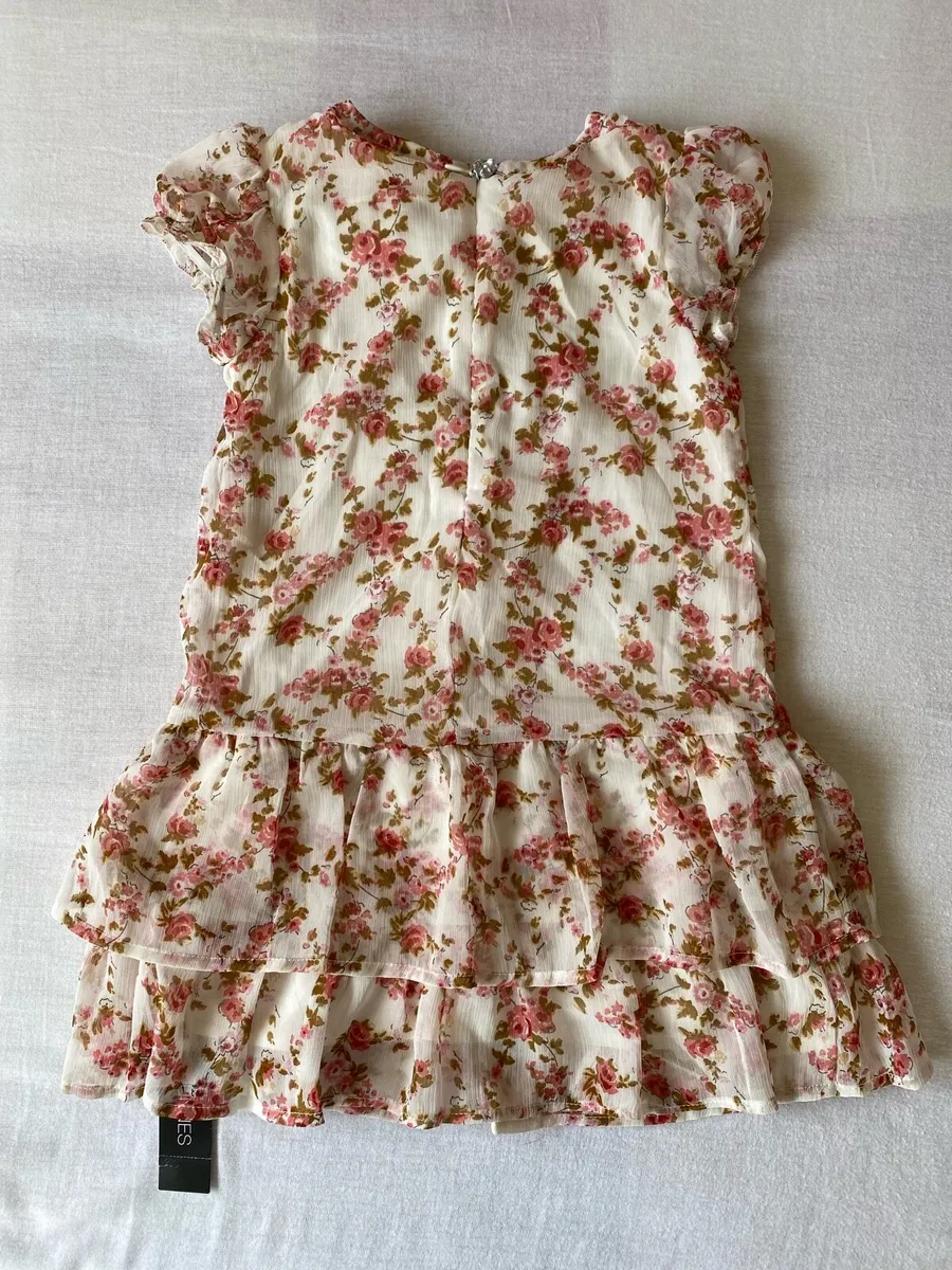 Girl’s Brand New Cream Flower Print Dress - Image 4