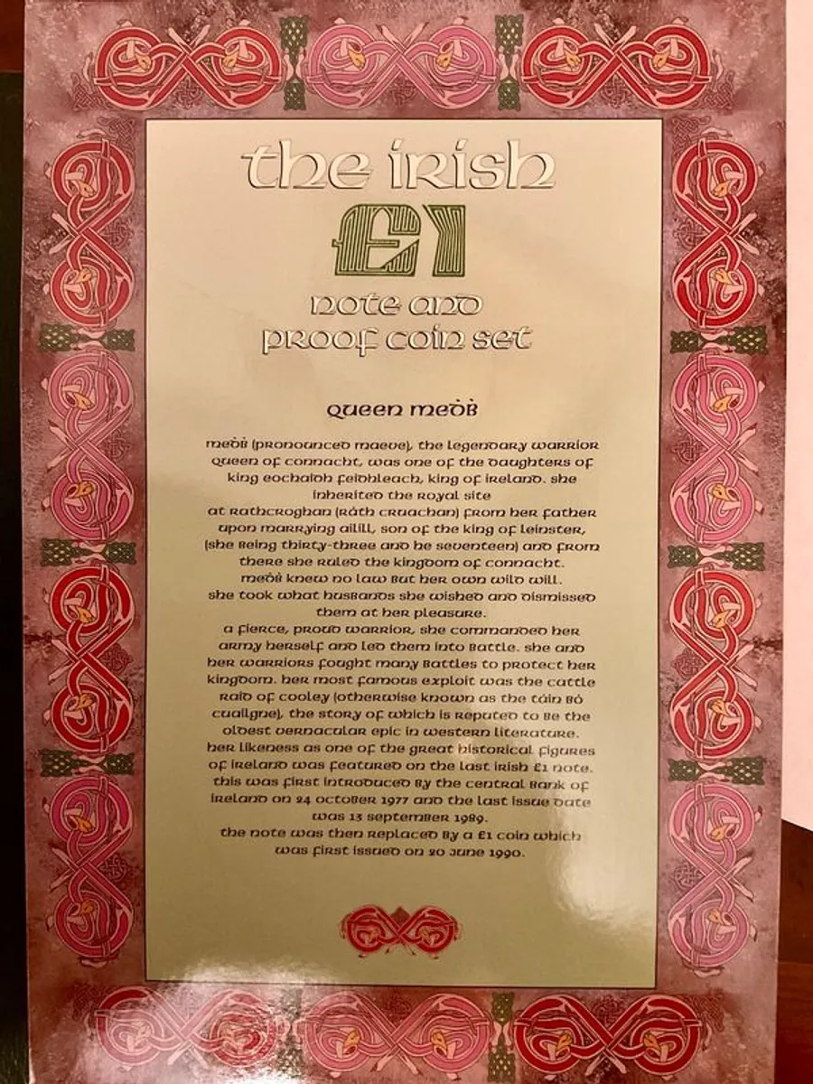 Irish Queen Maeve Pound Bank Note & Proof Coin Set - Image 3