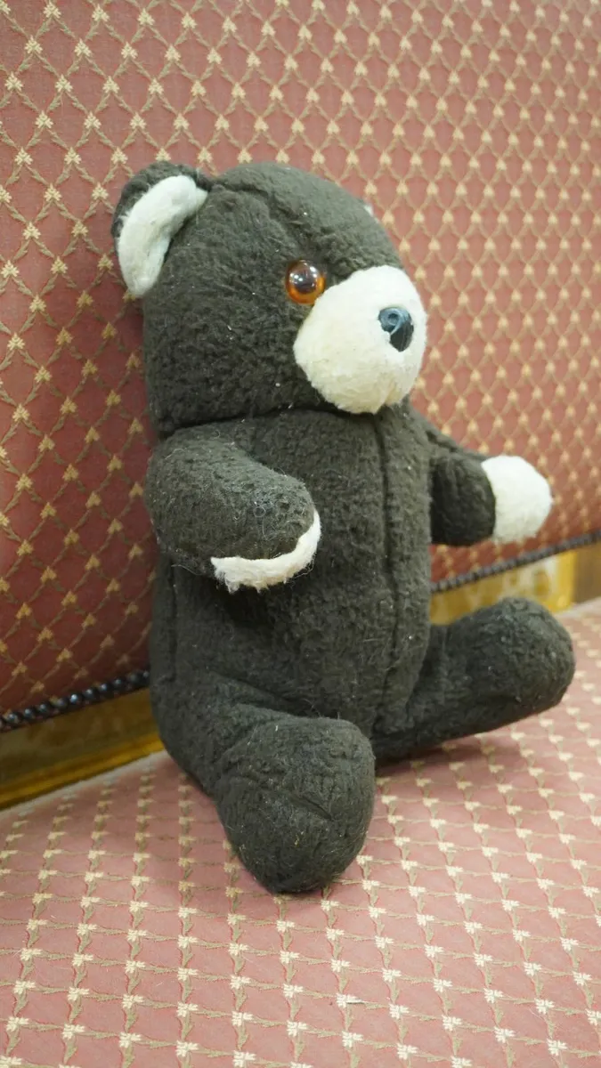 Vintage Dark Brown Teddy Bear with Amber Eyes - Image 3