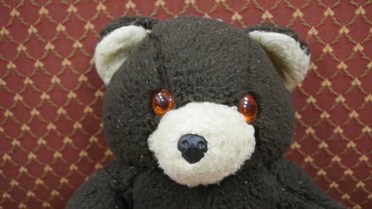 Vintage Dark Brown Teddy Bear with Amber Eyes - Image 4