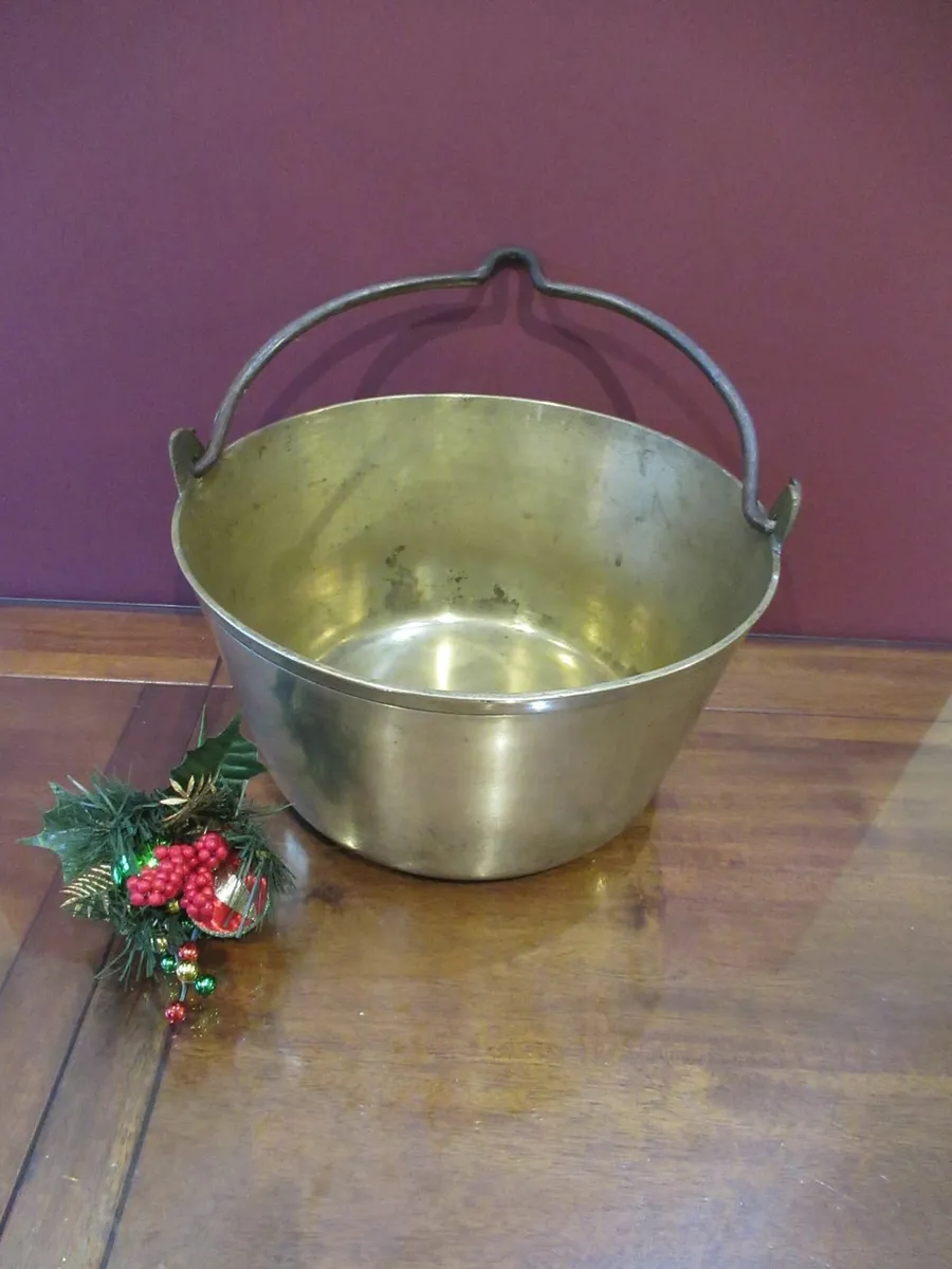 antique vintage BRASS POT CAULDRON cottage pub - Image 3