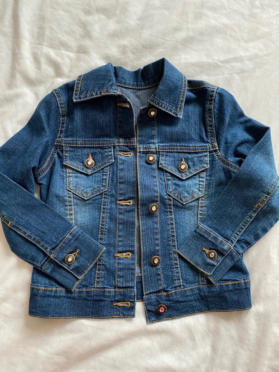 Girl’s Brand New Soft Denim Jacket Diamond Button - Image 2