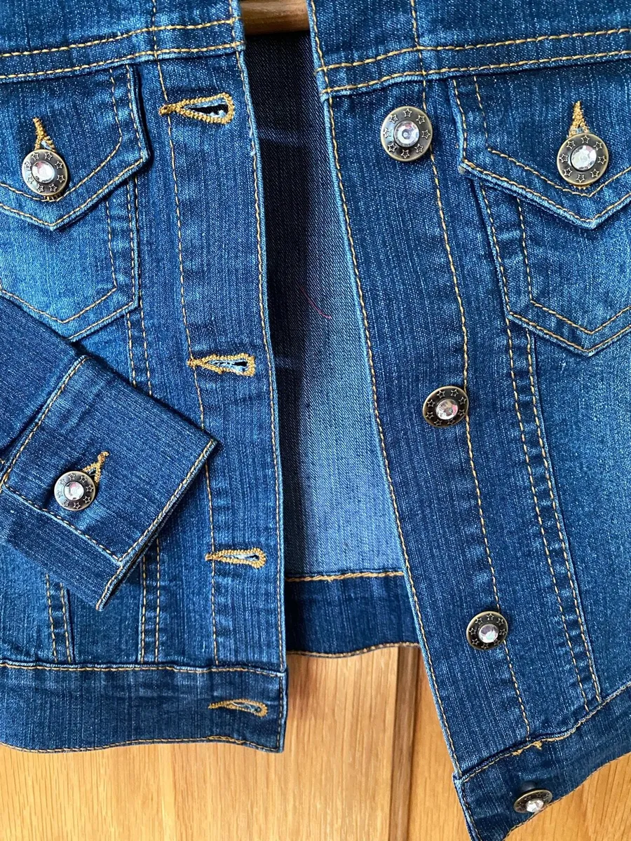 Girl’s Brand New Soft Denim Jacket Diamond Button - Image 3