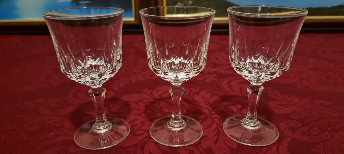 3 Piece Stemmed Crystal Goblets / Wine Glasses - Image 2