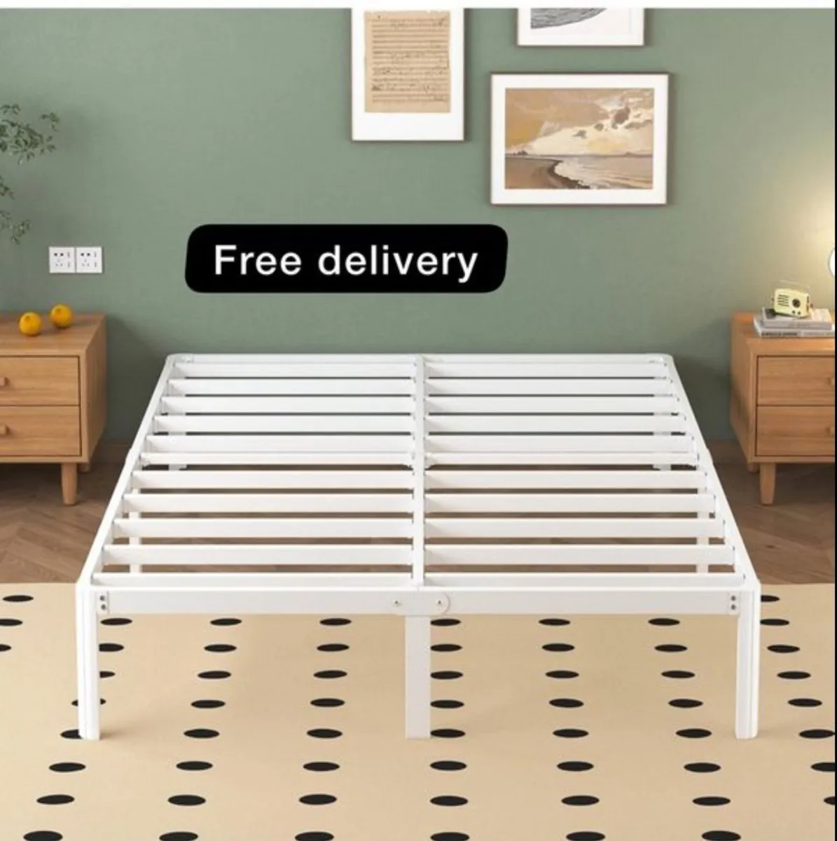 King Size Bed Frame 30.5 cm High with Rounded Corn