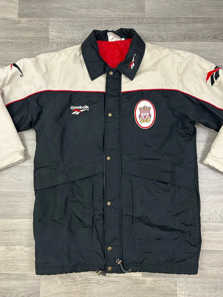 Vintage 90s Reebok Liverpool Bench Jacket Mens S/M - Image 2