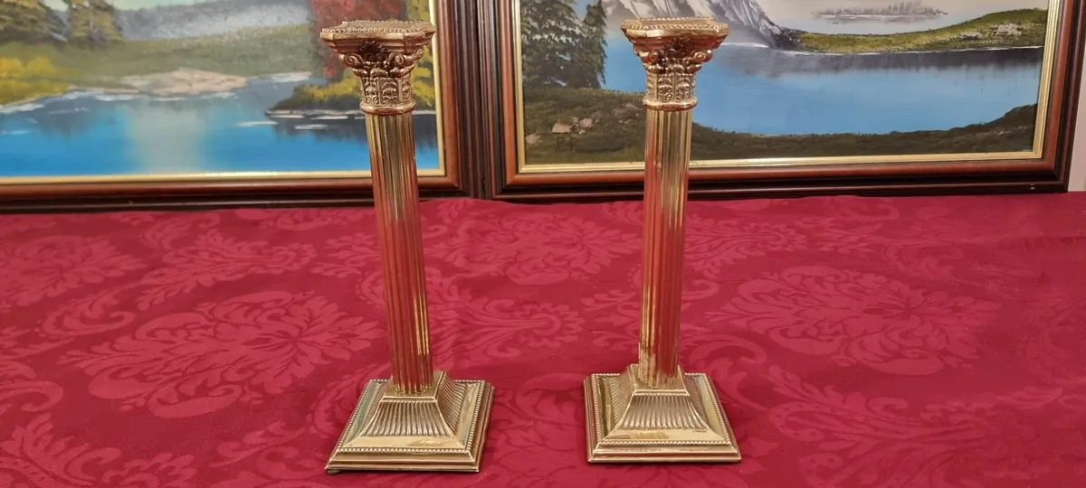 Solid Brass Art Deco Corinthian Column Candlestick - Image 4