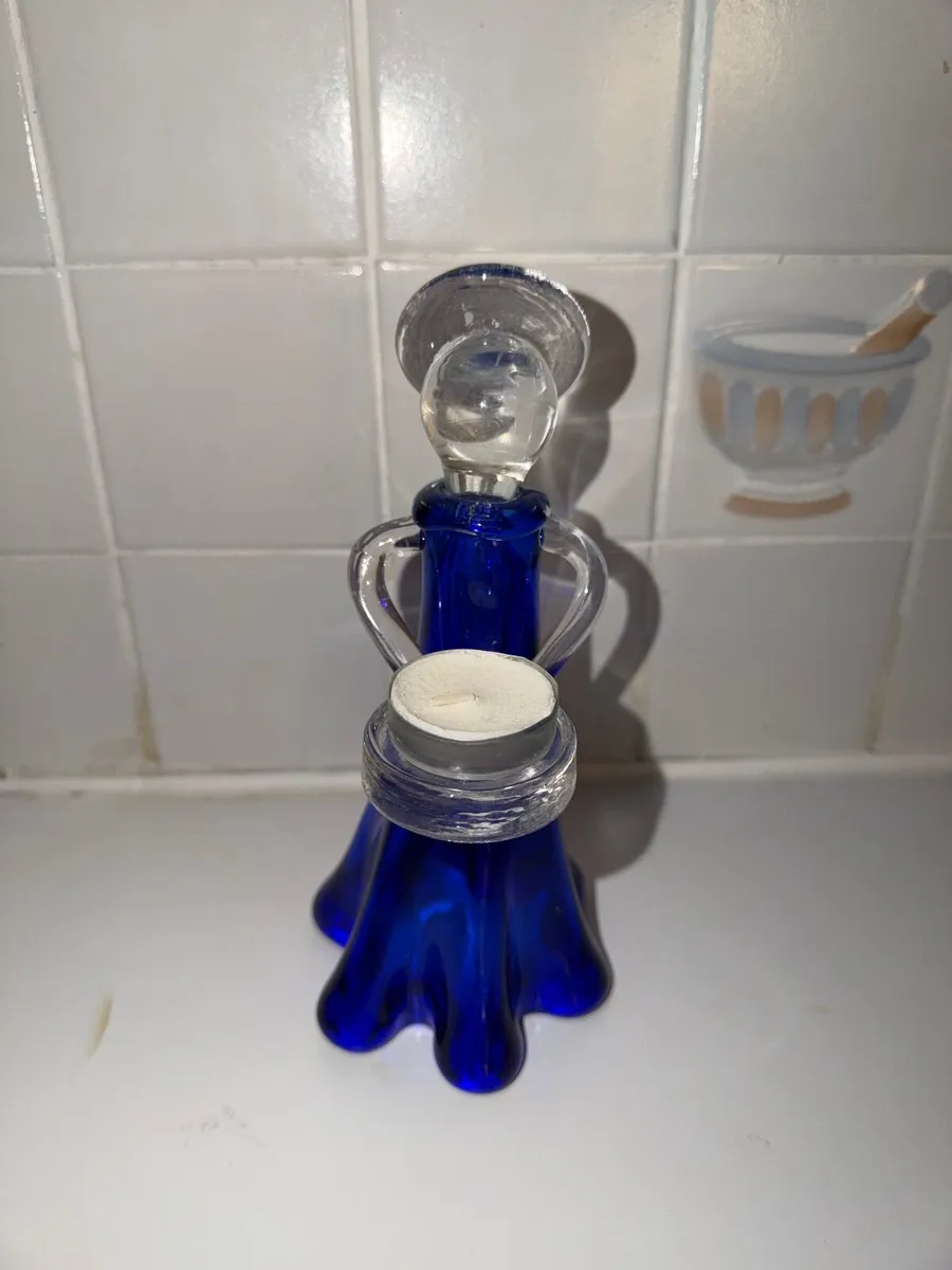 Avoca Blue Glass Angel Candle Holder - Image 1