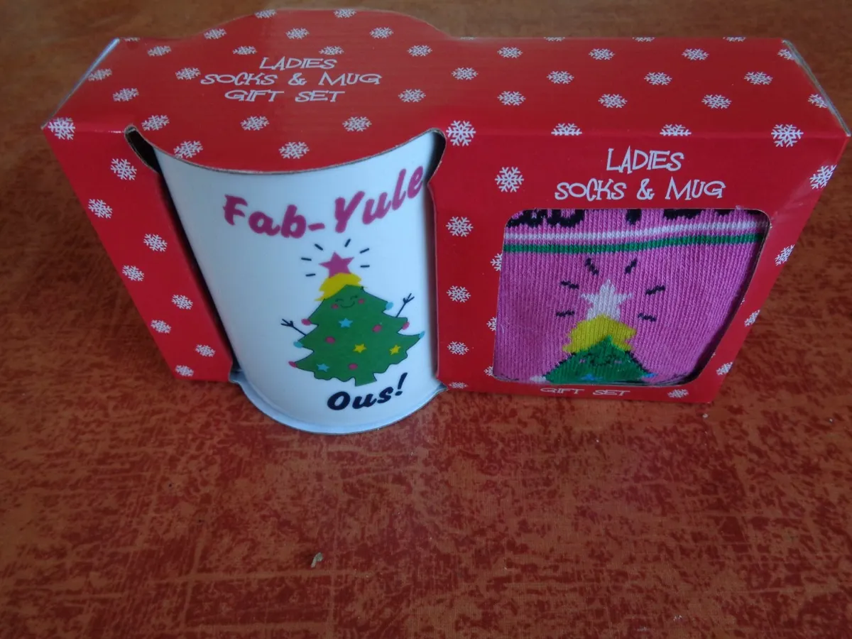 Ladies Christmas Socks and Mug Set for Sale - Image 1