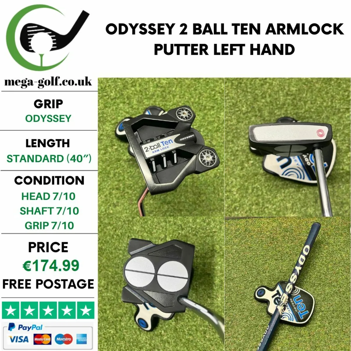 Odyssey 2 Ball Ten Armlock Putter / 40″ - Image 1