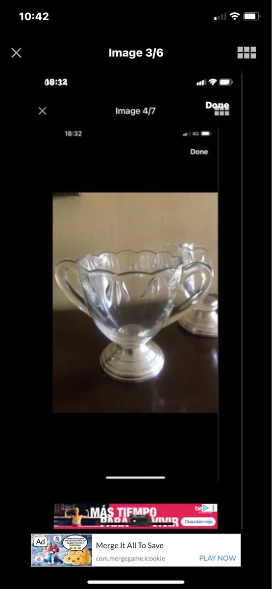 Antique Silver Footed Milk & Sugar Bowls - Image 3
