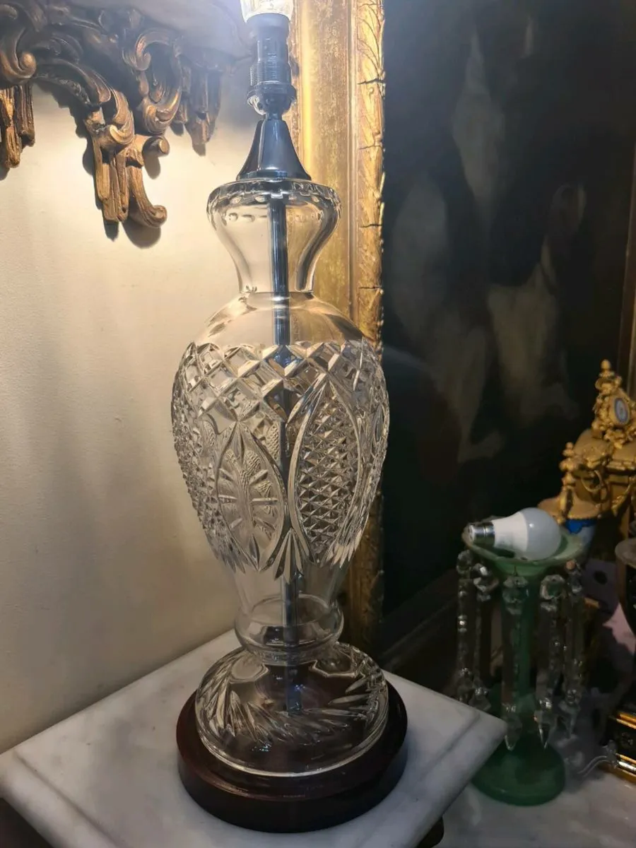 Tall large galway crystal lamp POSTAGE AVAILABLE - Image 1
