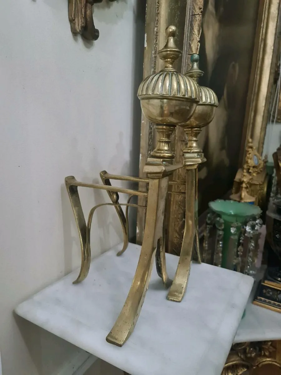 Antique brass Andirons POSTAGE AVAILABLE - Image 3