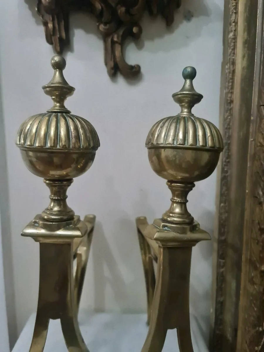 Antique brass Andirons POSTAGE AVAILABLE - Image 4
