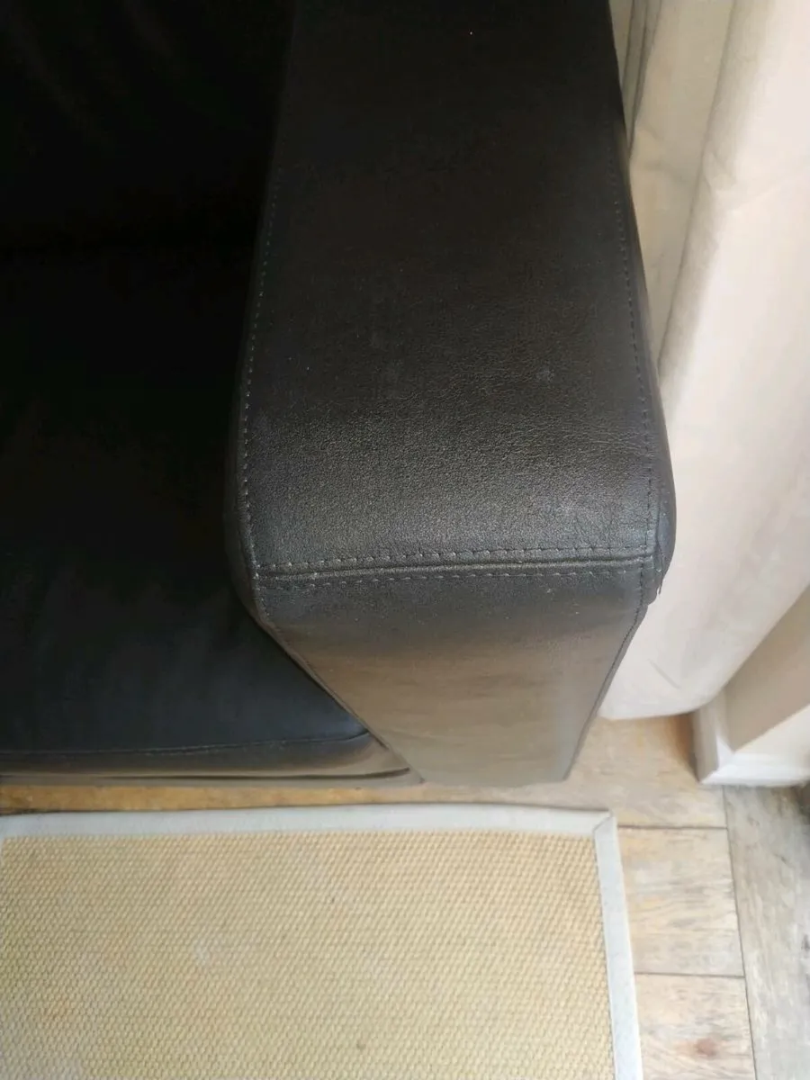 Leather dark brown sofa 190L - Image 2