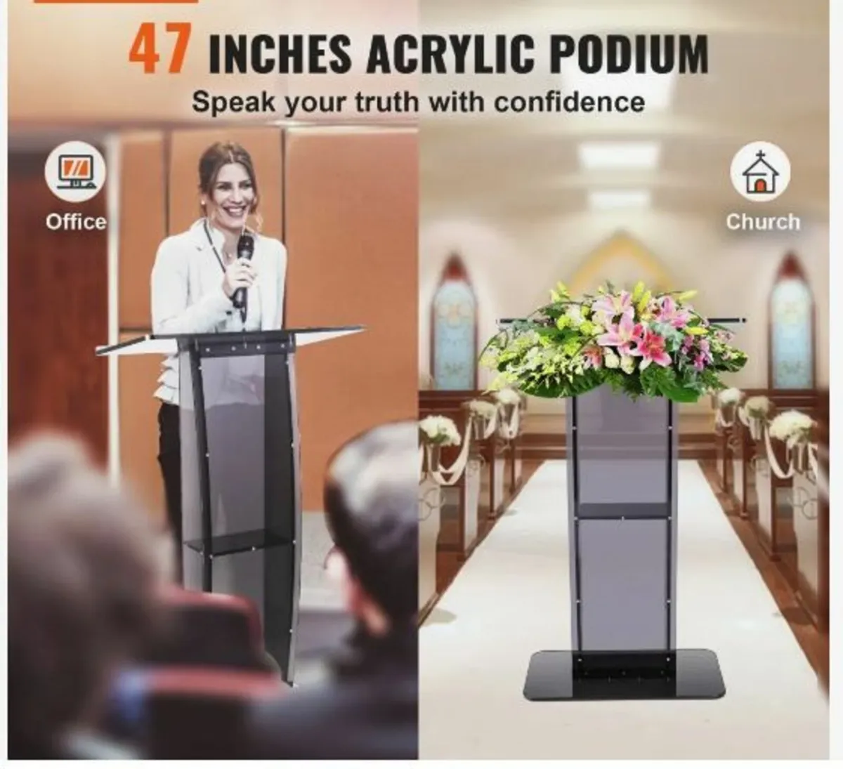 Acrylic Podium, 119 cm Tall - Image 1