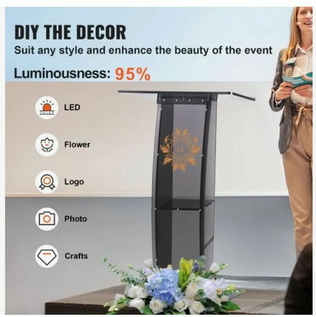 Acrylic Podium, 119 cm Tall - Image 2