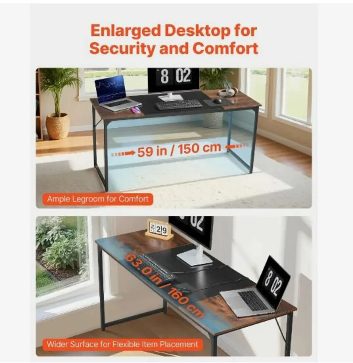 Computer Desk, 160 cm Office Gaming - Image 4