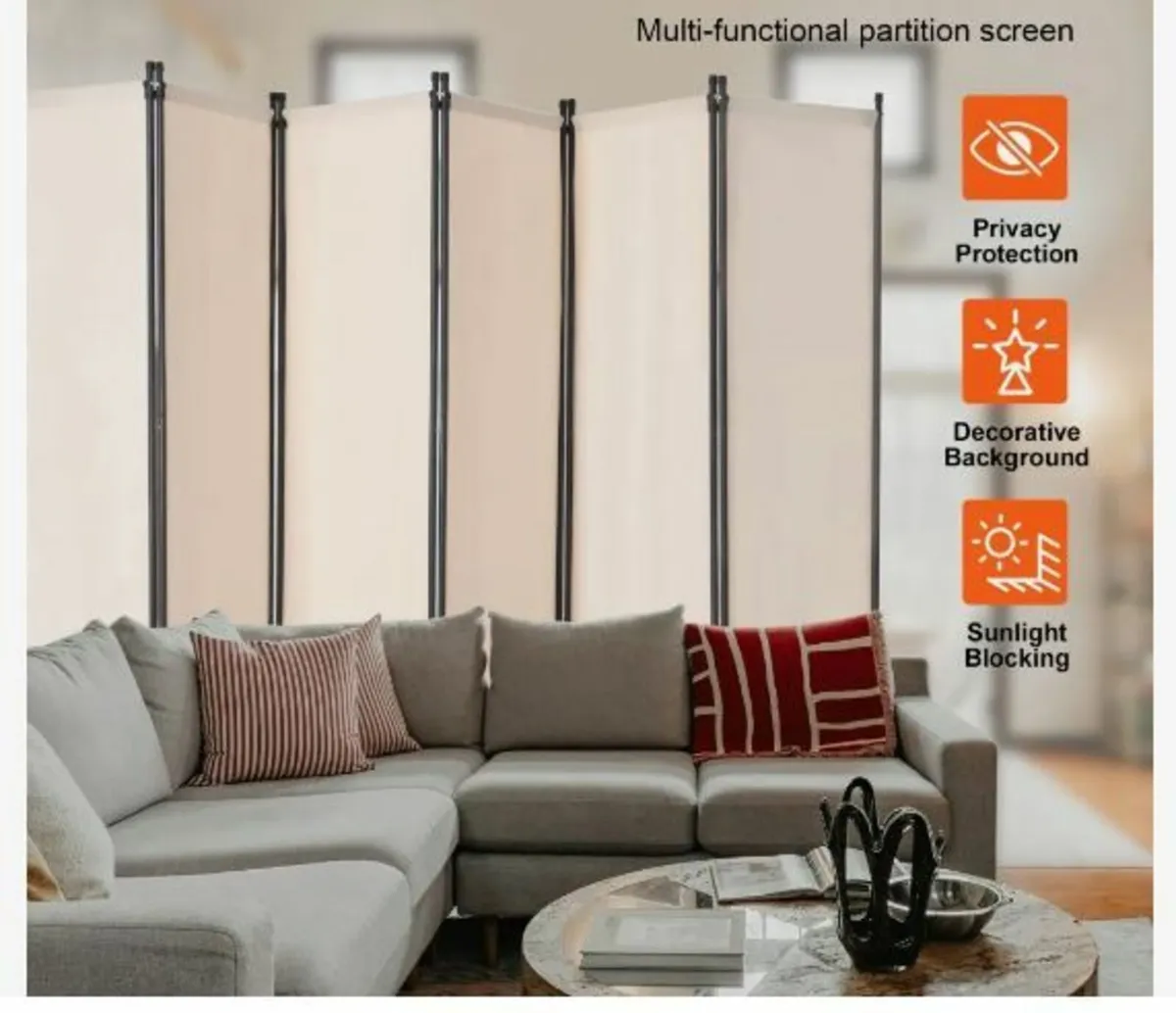 Room Divider, 6 Panels Room Divider - Image 2