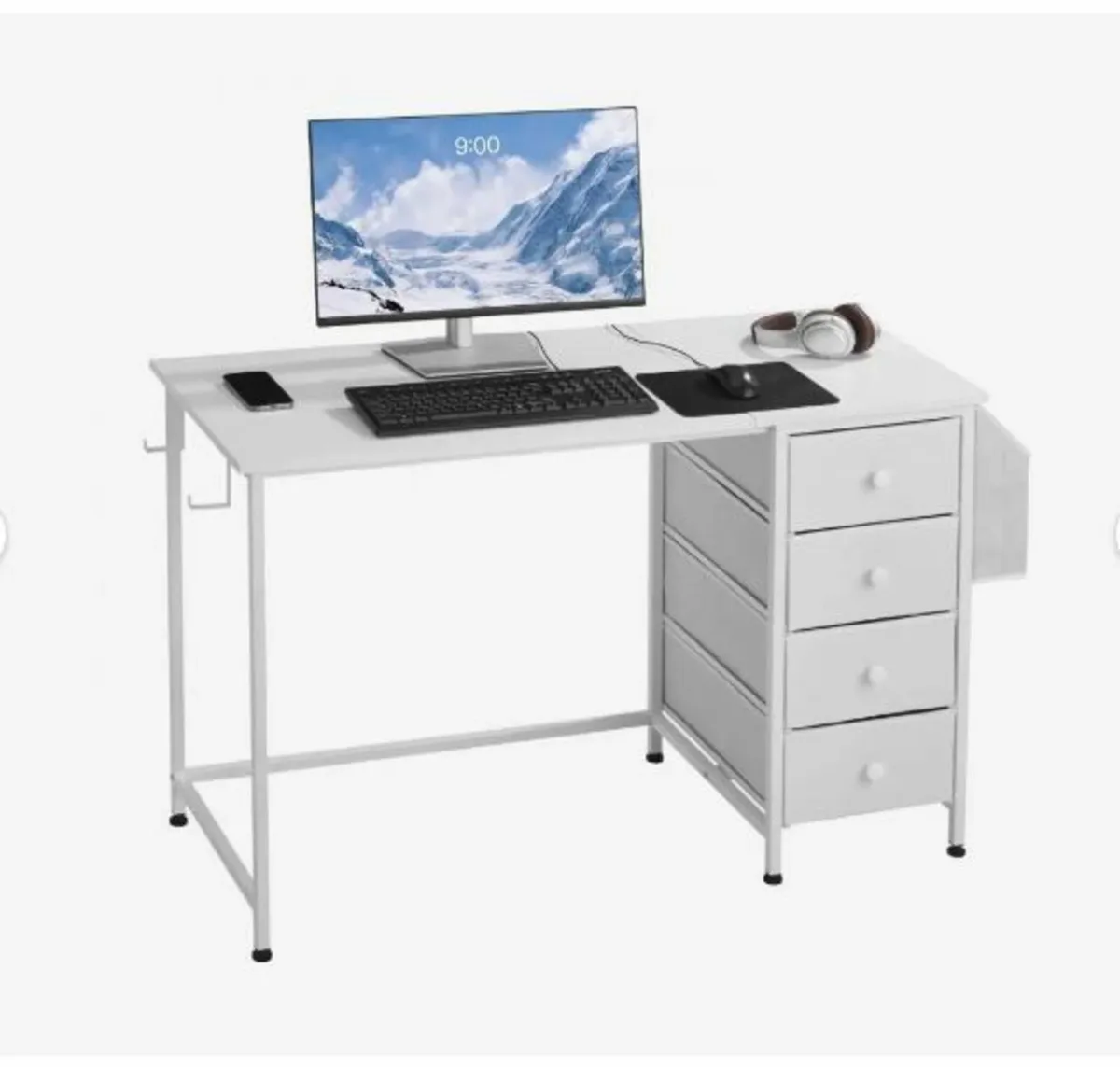 Computer Desk with Fabric Drawers, 120 cm - Image 1