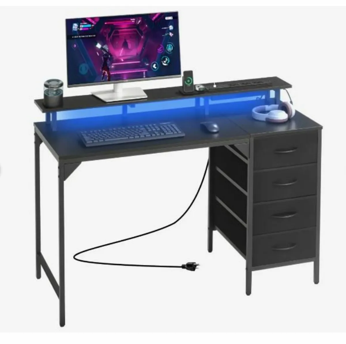 120 cm Computer Desk with Smart LED Lights - Image 1