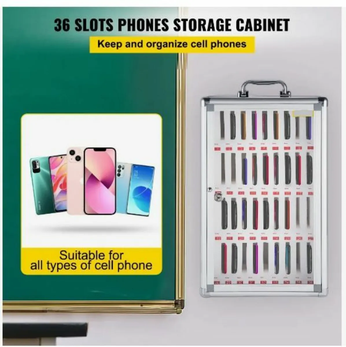 Cell Phone Storage Cabinet, 36 Slots, Aluminum - Image 2