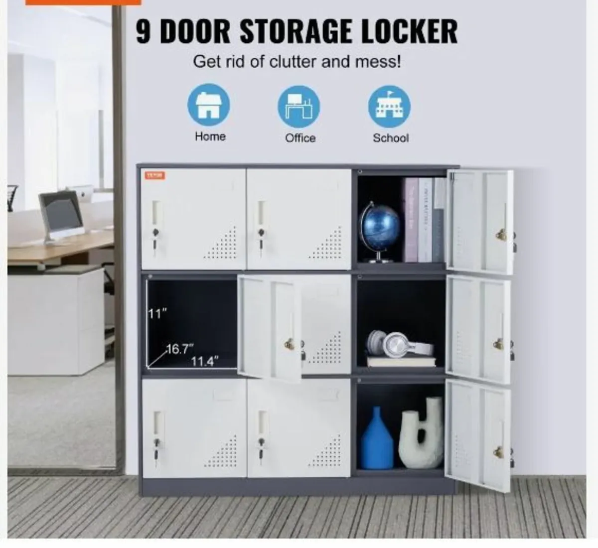 Metal Locker for Employees, 9 Doors Storage - Image 2
