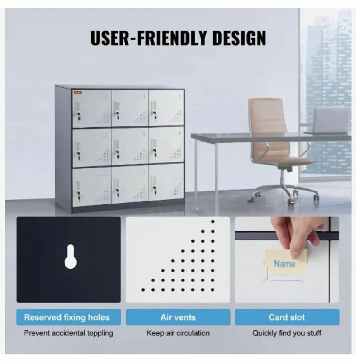 Metal Locker for Employees, 9 Doors Storage - Image 4