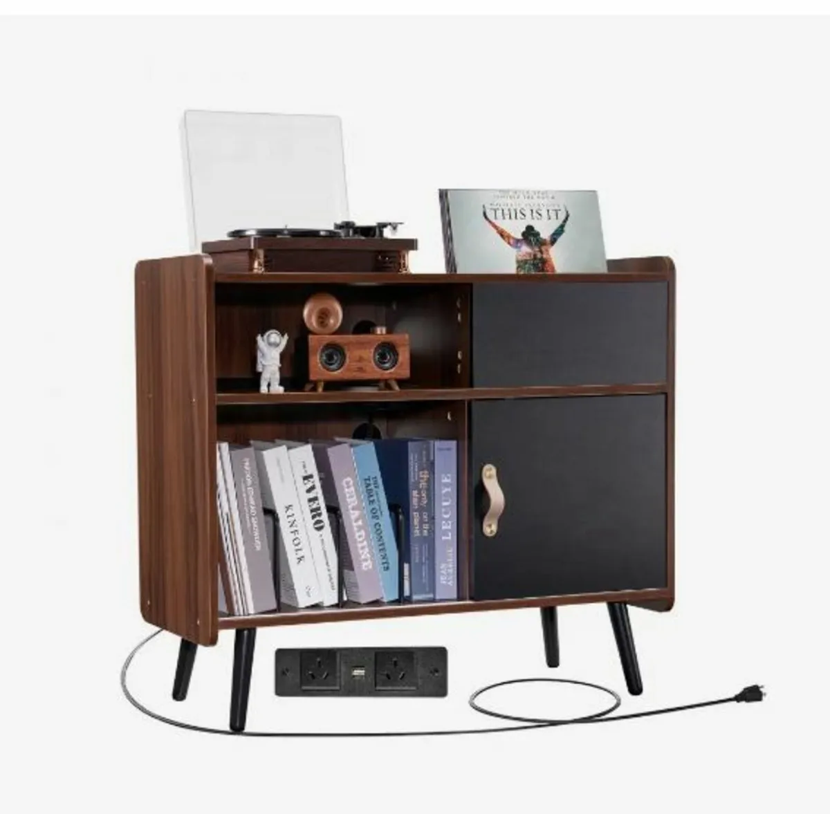 Record Player Stand with Power Outlet - Image 1
