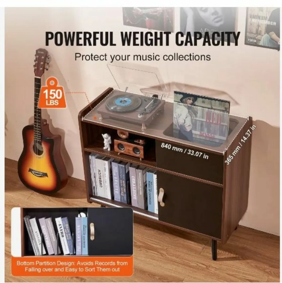 Record Player Stand with Power Outlet - Image 4