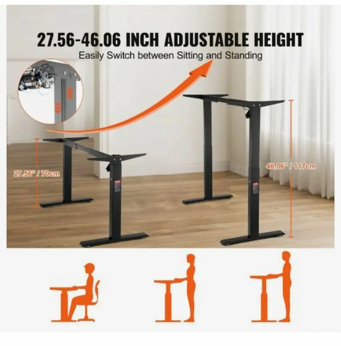 Standing Desk Frame, Adjustable 70-117 cm - Image 4