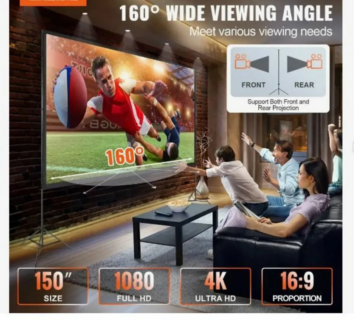 Projector Screen with Stand, 150 inch - Image 2