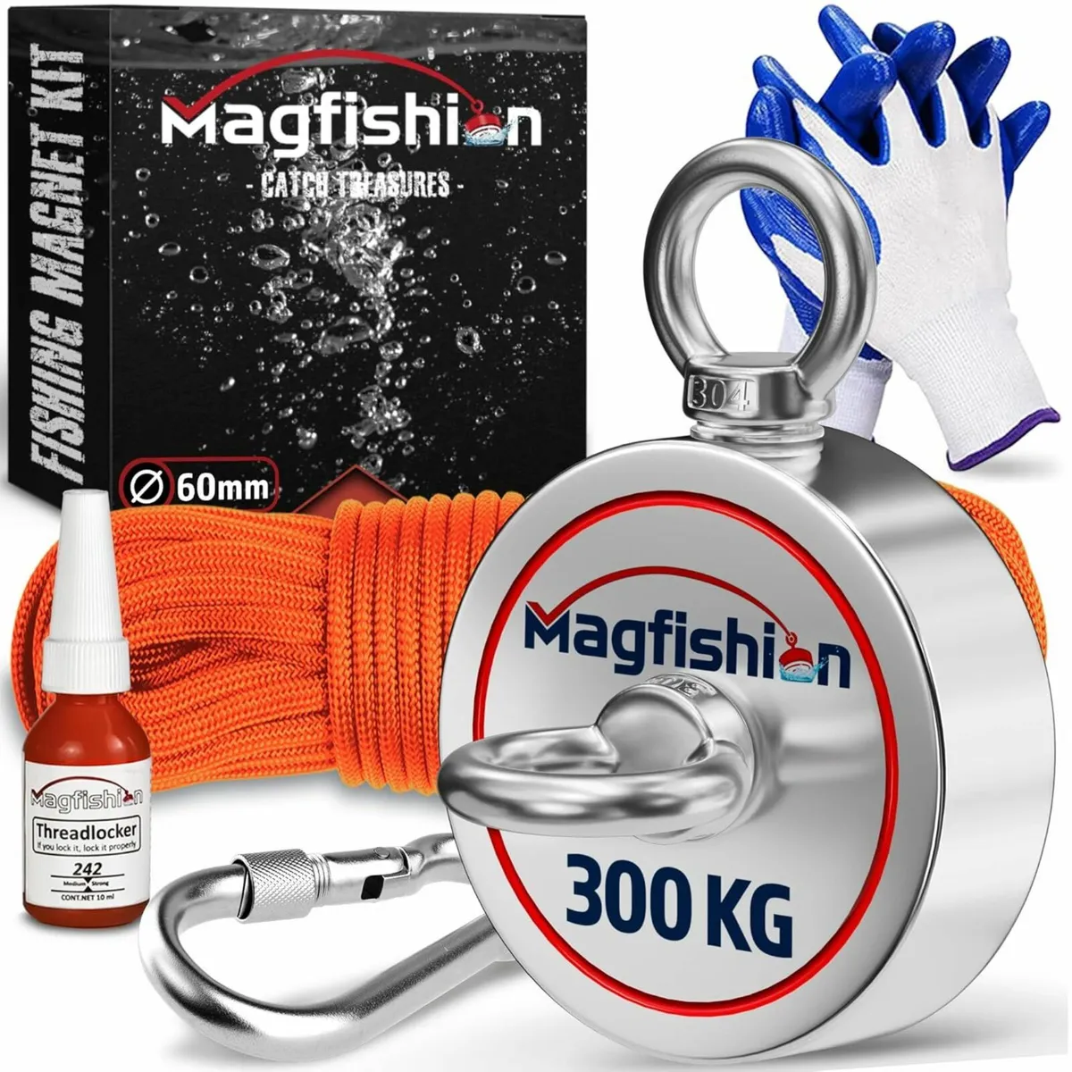 Magnet Fishing Kit - 300 KG (700lb) - Ø60mm - Supe