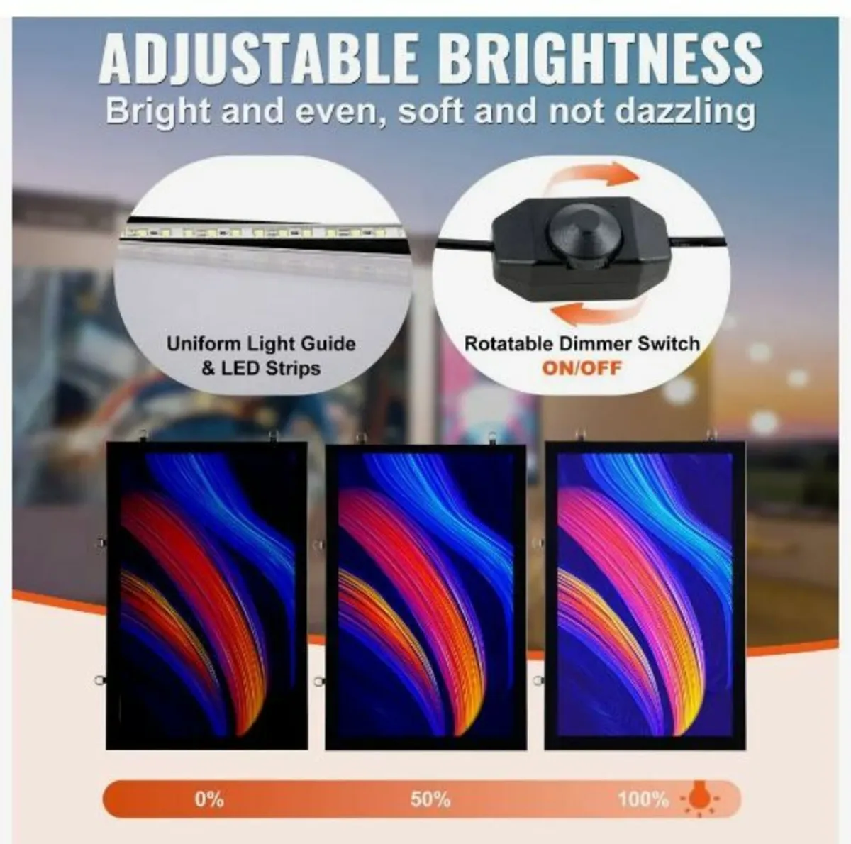 LED Poster Frame in Black, 27" x 40" Picture - Image 3