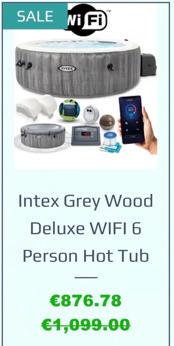 Intex Grey Wood Deluxe WIFI 6 Person Hot Tub - Image 1