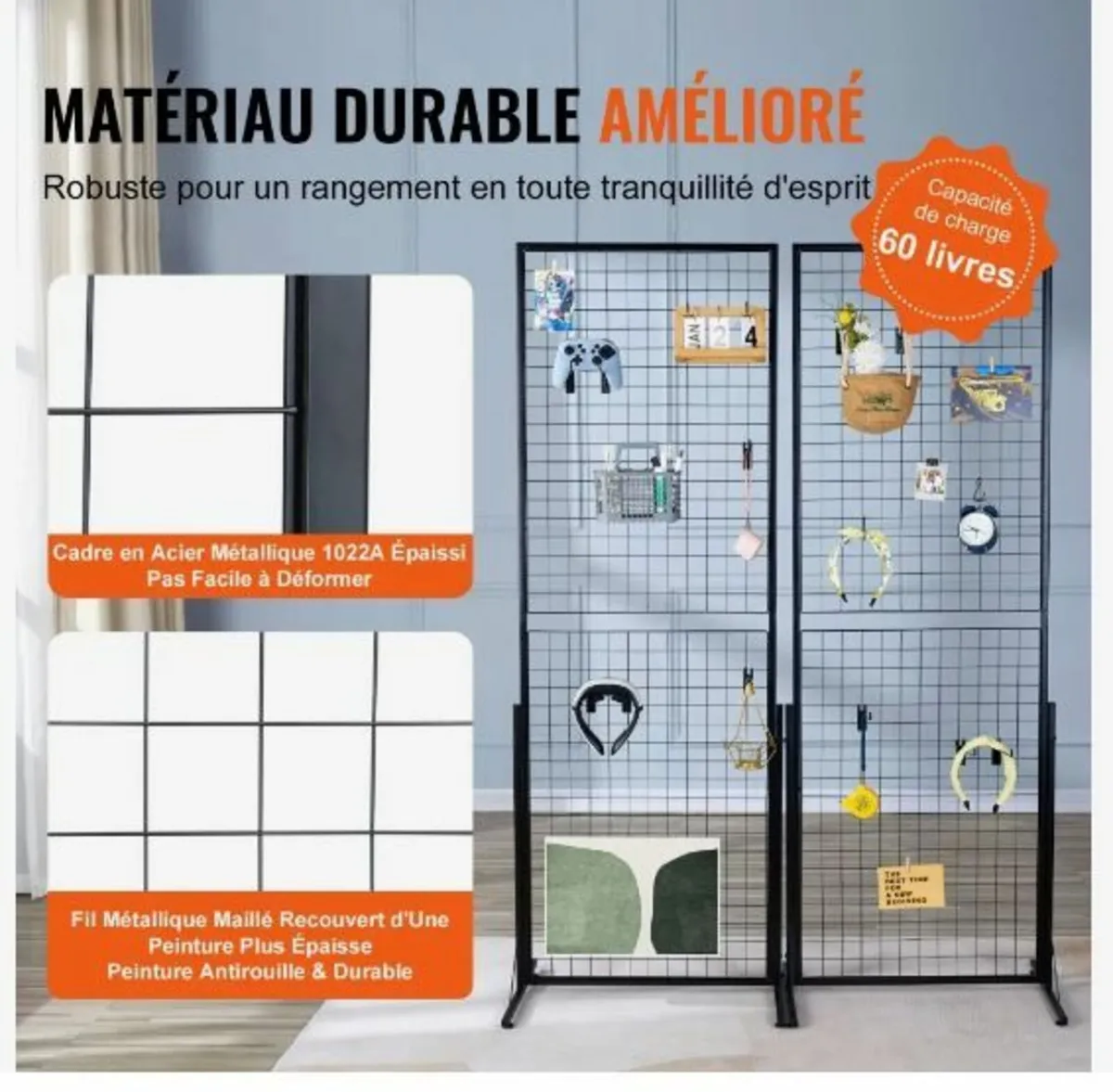 61 x170.7 cm Grid Wall Panels Tower, 2 Packs Wire - Image 4