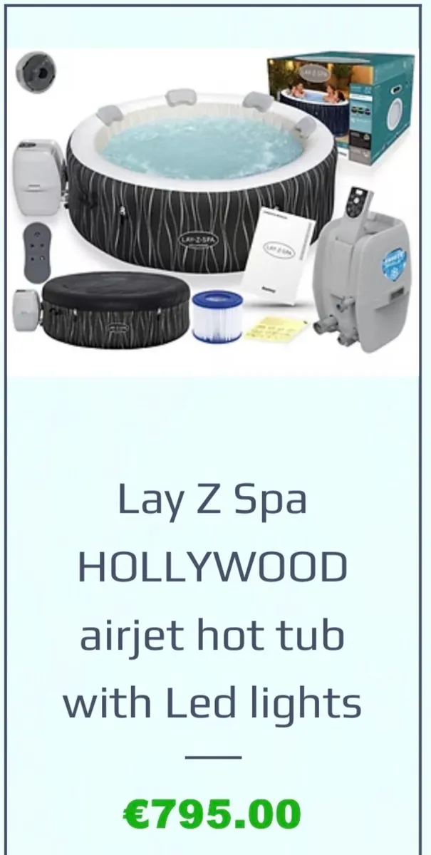 Lay Z Spa HOLLYWOOD airjet hot tub with Led - Image 1