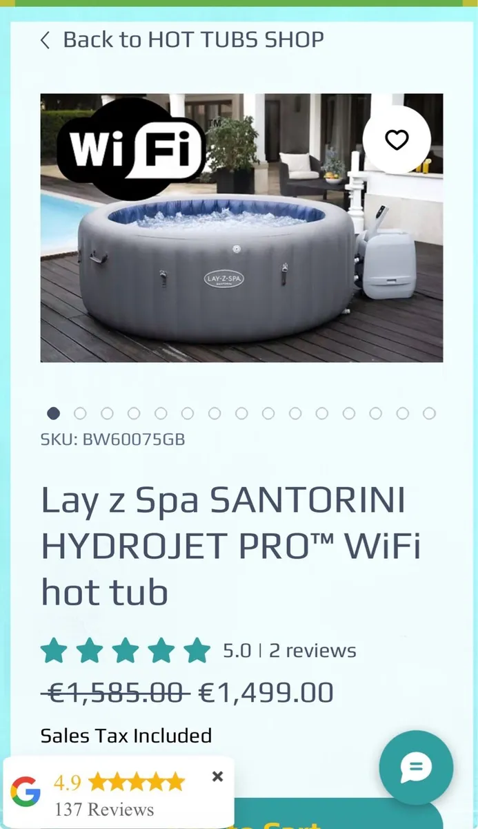 Lay z Spa SANTORINI HYDROJET PRO™ WiFi hot tub - Image 1