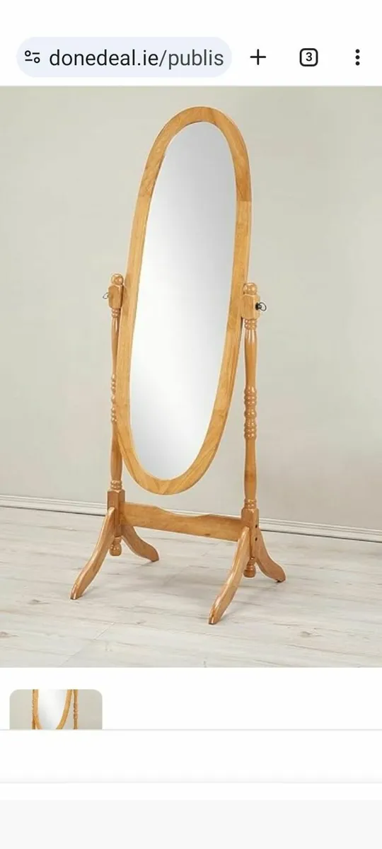 Heavy Oak mirror on stand - Image 3