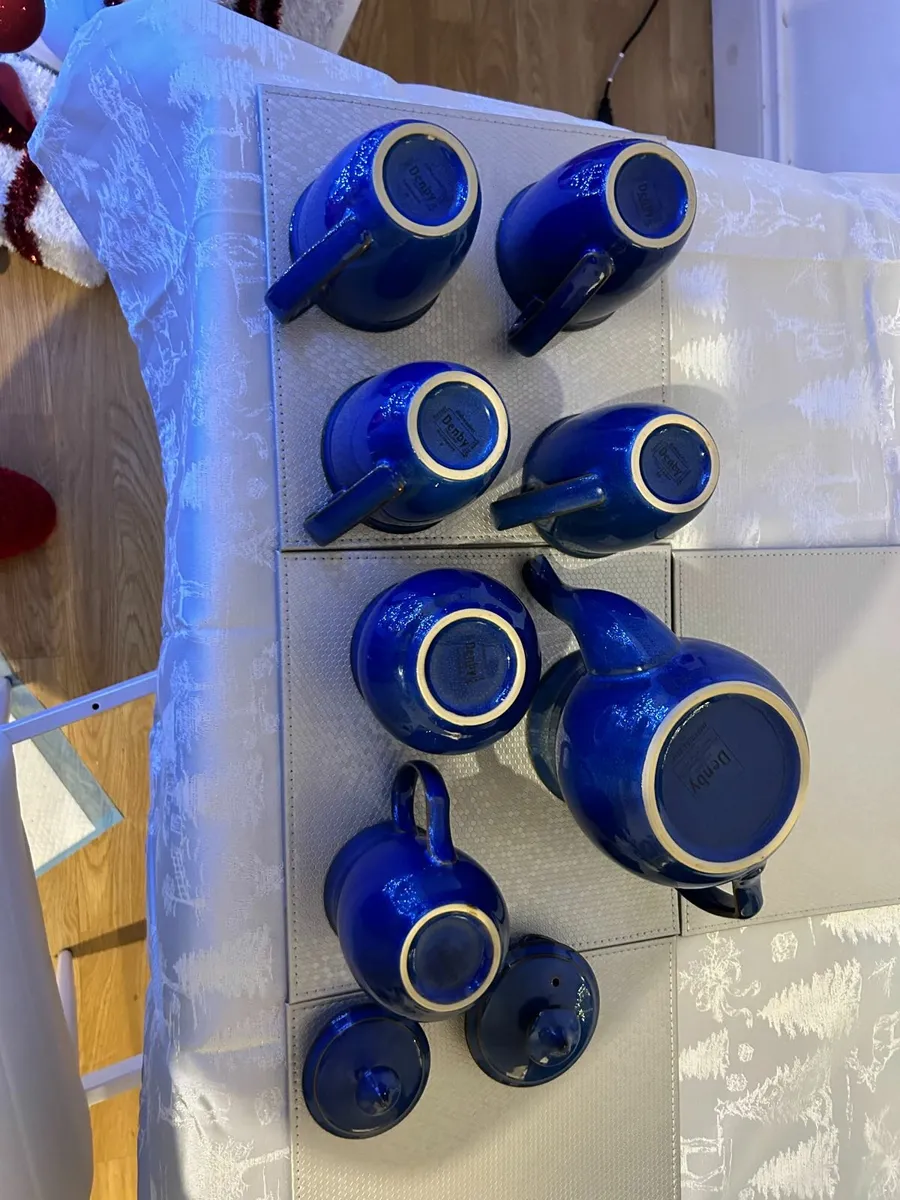Denby Teapot, milk jog, sugar bowl and mugs - Image 2