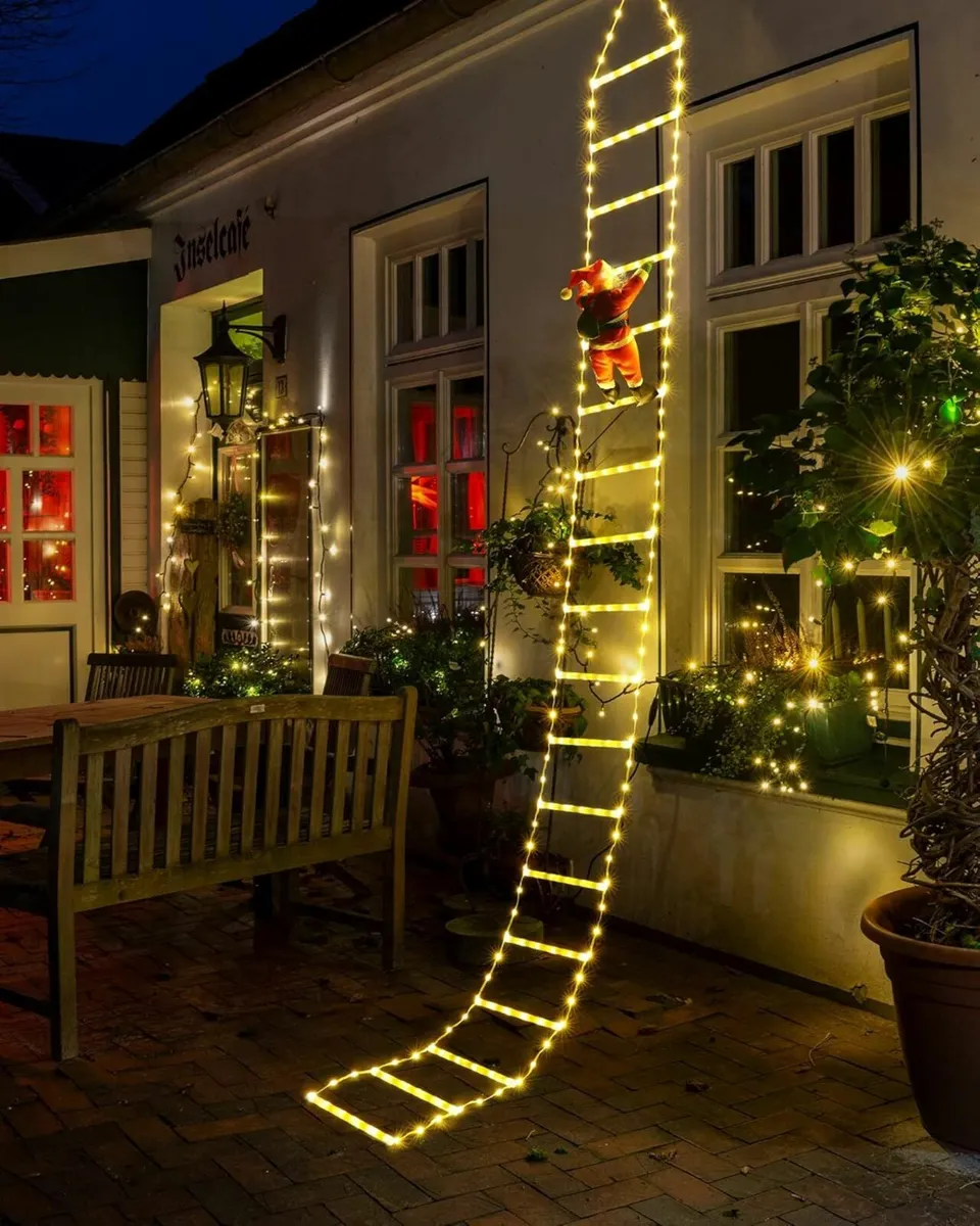 9.9Ft Christmas Ladder Lights Santa Claus 338 LED - Image 1