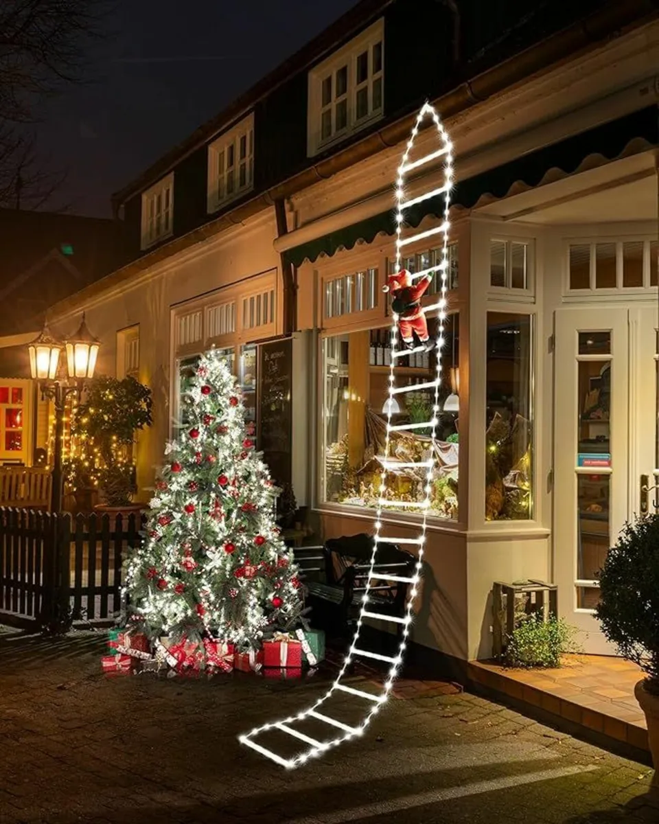 9.8Ft Ladder Christmas Lights Santa Claus 338 LED - Image 1