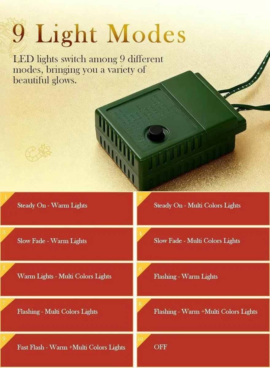 180cm Christmas Tree, Artificial 9 Lighting Modes - Image 3