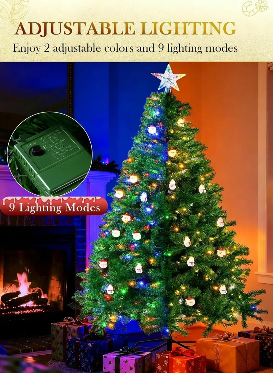 180cm Christmas Tree, Artificial 9 Lighting Modes - Image 1